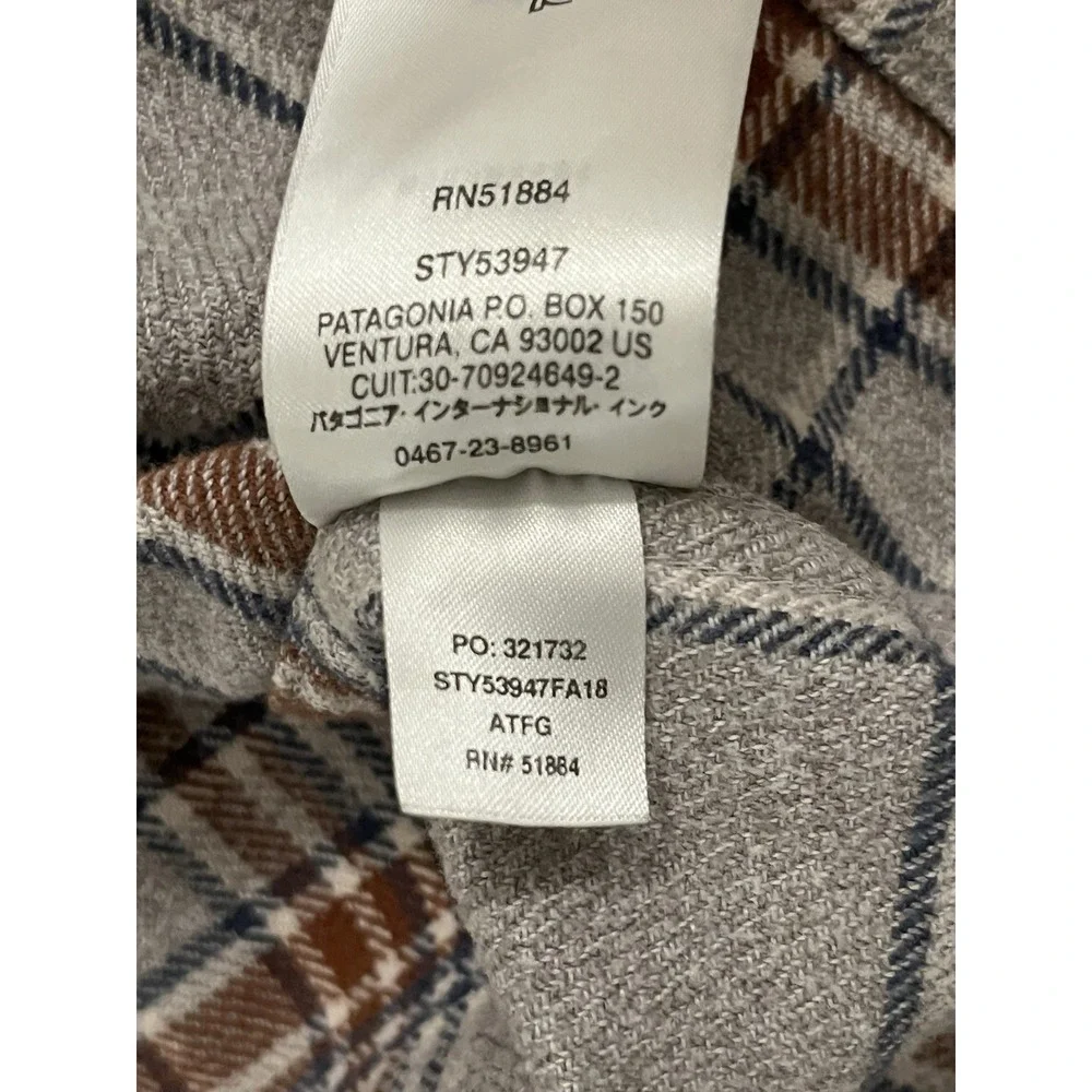 Patagonia Shirt Men Medium Long Sleeve Flannel Organic Cotton Gray Plaid - Picture 6 of 10